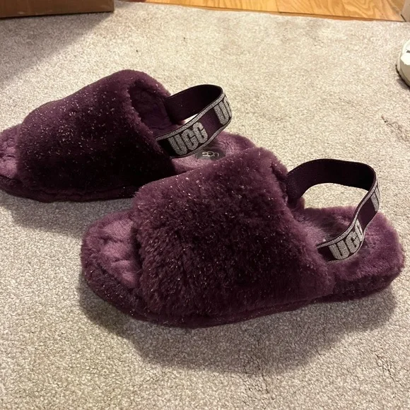 UGG fluff metallic sparkle slippers - Picture 8 of 12